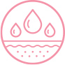 Růžová ikona znázorňující zlepšenou hydrataci pleti