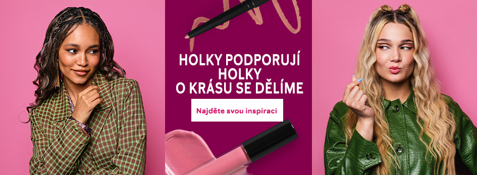 Dvě mladé nalíčené ženy a kosmetické produkty